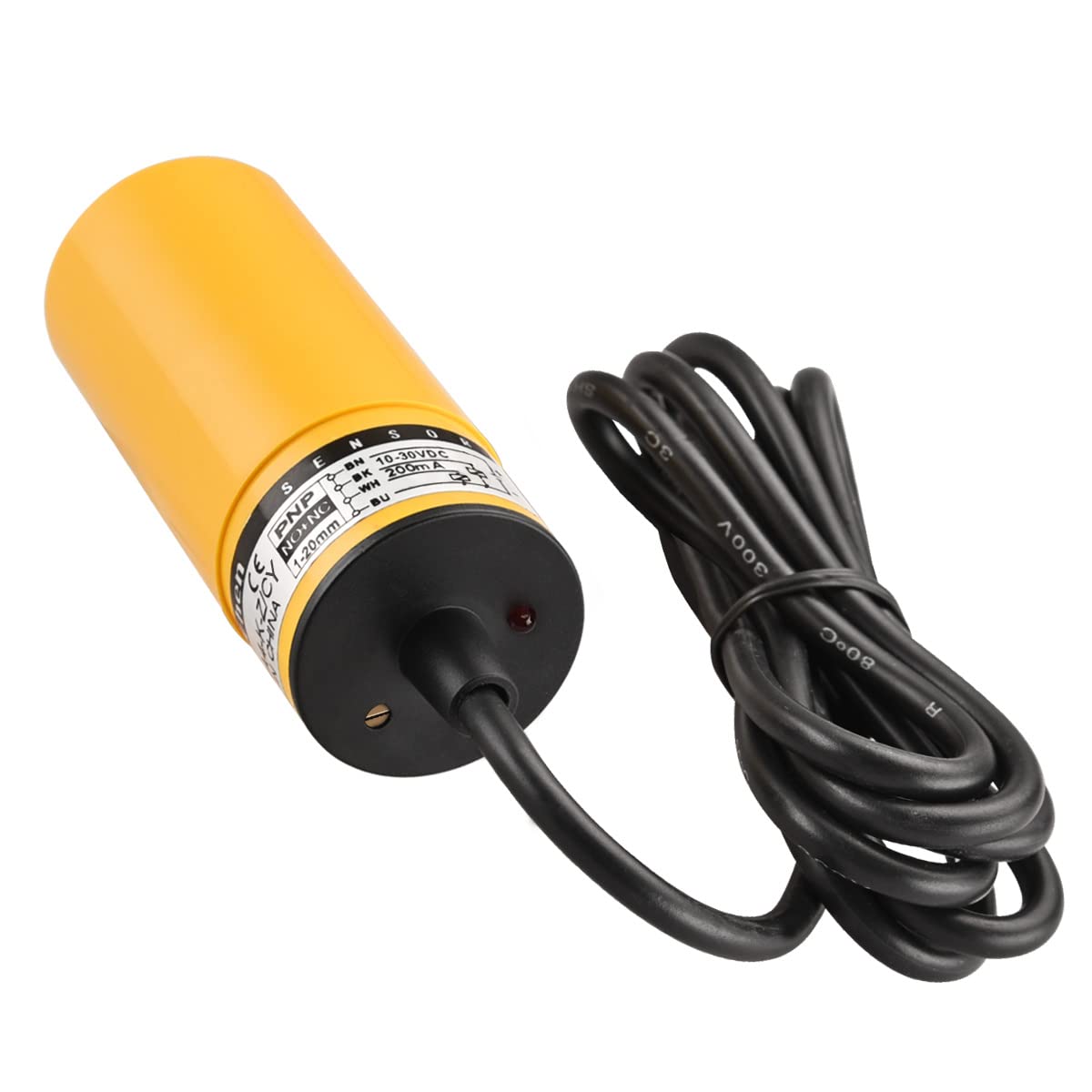 Heschen Interrupteur de capteur de proximité capacitif de 34 mm de diamètre, type non-bouclier, LJC34A4-K-Z/CY, détecteur 1-20 mm, 10-30 VDC 200 mA, PNP NO+NC, 4 fils, certifié CE