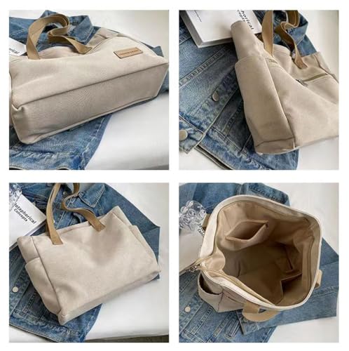 Bolso tote casual para mujer, de lona, con cremallera, para trabajo o uso diario, con asa superior y bandolera miniatura 5