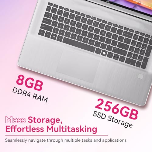 Image of HP Laptop for Students and Business, Intel 8 Core i3-N305 Processor, 8GB RAM, 256GB PCIe SSD, 15.6 inch FHD IPS Micro-Edge Anti Glare Display, Fingerprint Reader, Webcam Privacy Shutter, Win 11 Home, Pink
