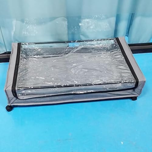 HXBEE ベッド下収納、ベッド下収納コンテナ 蓋と車輪付き 多機能ホーム寮用衣類収納ボックス 透明で見やすい防塵ベッド下オーガナイザー引き出し ポータブルハンドル付き