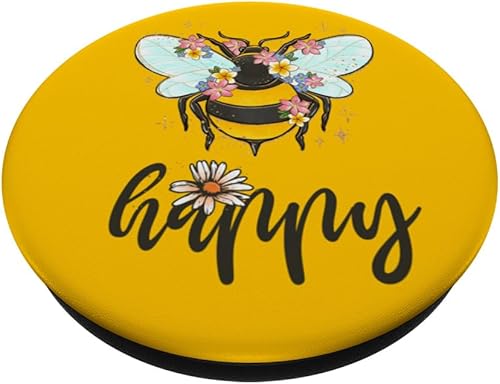 Miniatura 2 de Cool Bee Happy Shirt Flower Funny Bumble Bee PopSockets PopSockets Estándar PopGrip