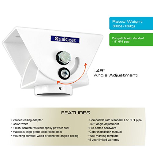 Qualgear Qg-Pro-Pm-Vca-W Pro-Av Suspended Ceiling Adapter For 1.5", 6" X2', Adjustable Projector Accessory, White #TOP1