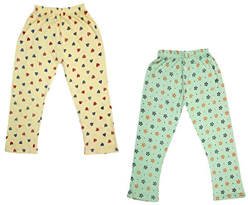 Image of IndiWeaves Girls Printed Cotton Capri Pants for Summer (Green,Yellow, 12-14 Years) Pack of 2