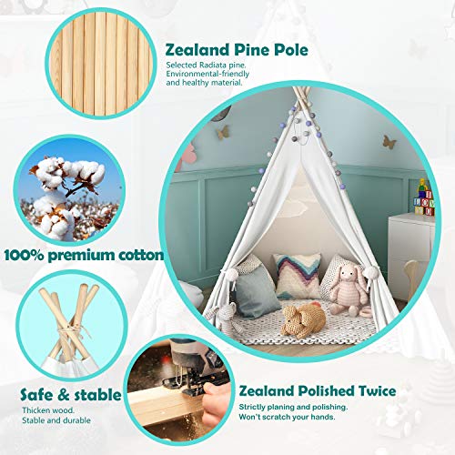 Sumbababy Teepee Tent for Kids with Carry Case, Natural Canvas Teepee Play Tent, Toys for Girls/Boys Indoor & Outdoor… - Image 4