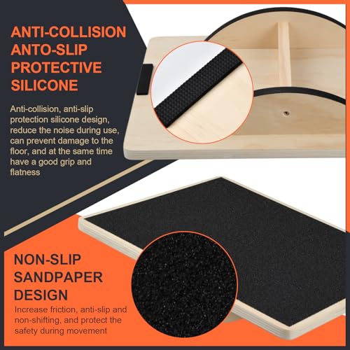 Planche d'équilibre 40 * 30cm, Planche d’équilibre en Bois Professional, Balance Board Antidérapante, Wobble Board, Planche Inclinée En Bois pour la maison, le gymnase et l'extérieur, Bureau – Image 4