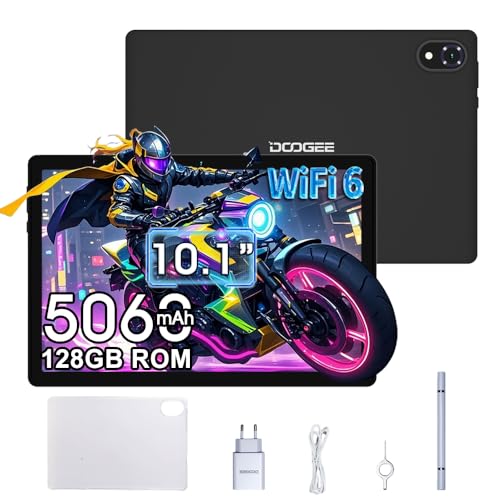 DOOGEE U10 Tablet 10.1 Zoll,9GB RAM + 128GB ROM/1TB TF Kinder Tablet PC,5060mAh,8MP+5MP,1280x800 HD+ IPS,2.0 GHz/Widevine L1/WiFi 6/BT5.0/Type C/3.5mm Kopfhörerbuchse Schwarz