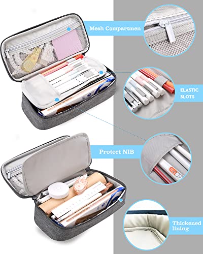 Image of YOKUMA Pencil Case,Large Capacity Pencil Pouch,Aesthetic Zipper Pencil Box, Back to School Supplies for College Student Teen Adults,Travel Essentials,Electronic Cable Organize, Grey, Pencil