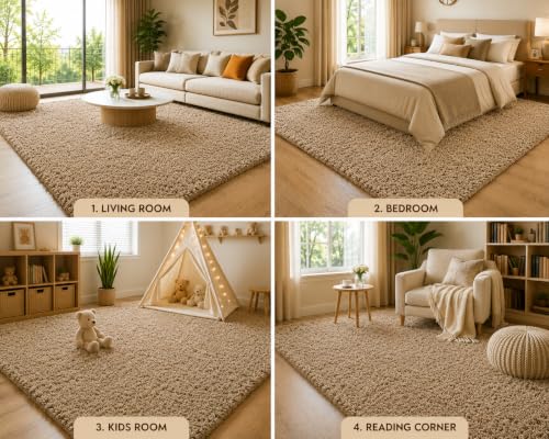 Image of Shaggy Carpet 5x8 Ft for Living Room & Bedroom (Mouse)