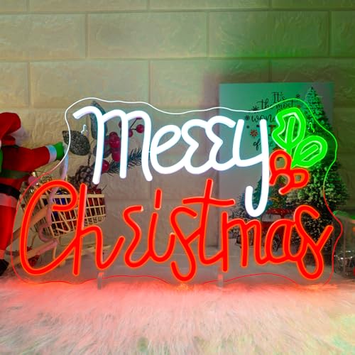 Image of ineonlife Christmas Window Lights Merry Christmas Sign LED Light Bar Neon Signs for Wall Decor Holiday Party Home Bar Decoration Neon Light for Wall Decor Festival Celebration