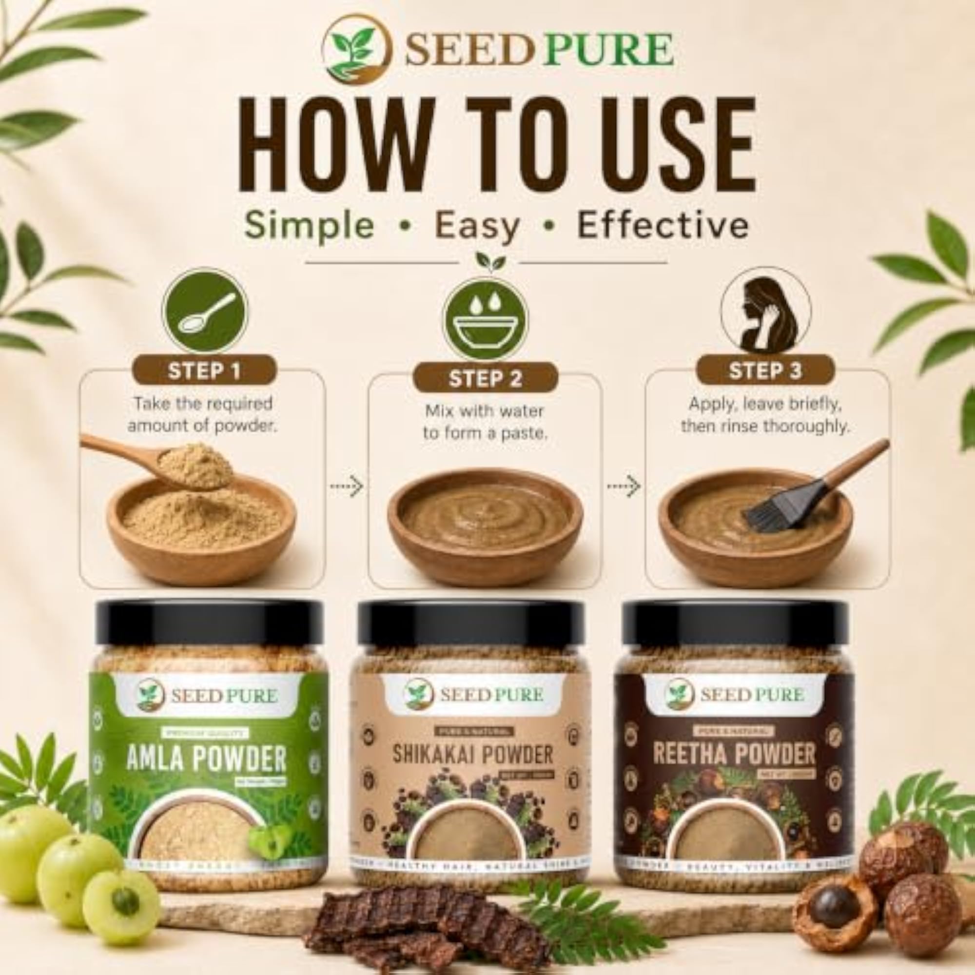 Omorose Shikakai Amla Reetha Powder for Hair