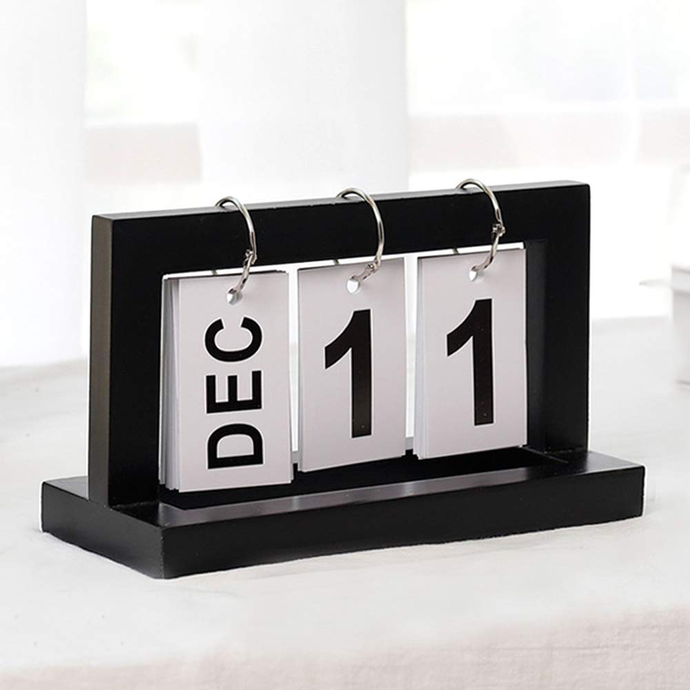 XHXsellerDesk Top Eternal Calender, Wooden Vintage Perpetual Day Month And Date Calender Blocks For Home Or Office Decoration, No Years Printed, Reusable And Perpetual