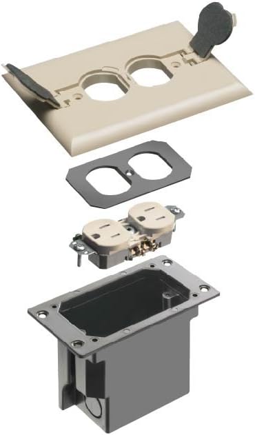 Arlington Industries FLBRF101LA-1 Retrofit Electrical Floor Box with Flip Lids for Existing Floors, Light Almond, 1-Pack
