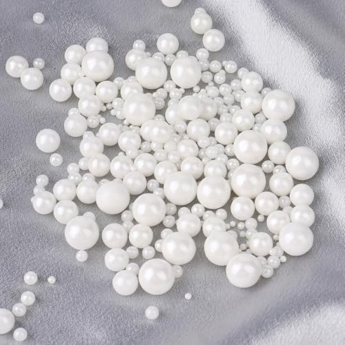 Image of White and Gold Pearl Sprinkles for Cake Decorating(2-Pack), 4 Sizes Sugar 9.2oz, Cupcake, Ice Cream, Donuts, Macaron Toppings Supplies (2mm, 4mm, 7mm, 1cm)