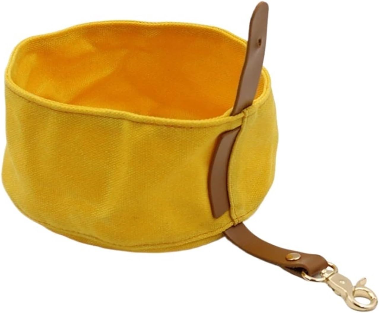 Canvas Dog Bowl, Travel Dog Food & Water Bowl, Pet Dish, Waxed Canvas(Yellow)