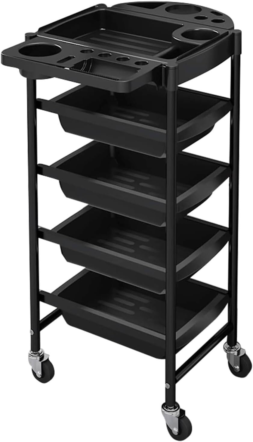 SSDDLZEQ Mobile Salon Station, Salon Trolley Iron Salon Cart 4 Drawers Salon Rolling Cart With Wheels Trolley Cart For Beauty And Barber Storage Cart(Schwarz)