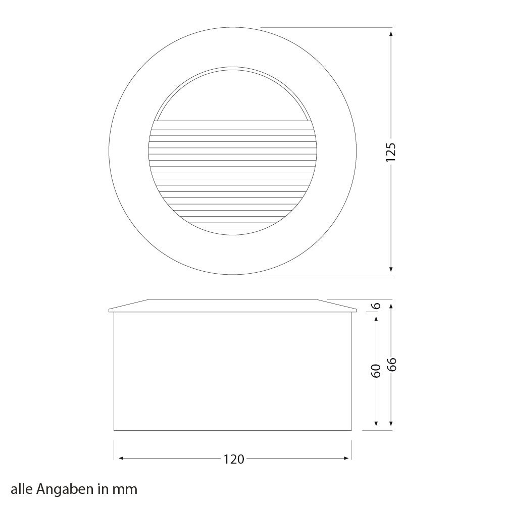 ledscom.de Lampa schodowa LED/wpuszczana lampa ścienna do wnętrz i na zewnątrz, downlight, okrągła, szara, Ø 125 mm, ciepła biel