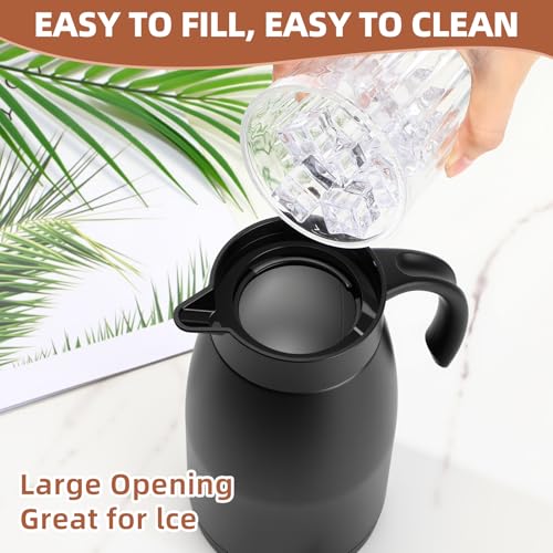 Image of Norme 2 Pcs Thermal Coffee Carafe Insulated Stainless Steel Coffee Carafe for Hot Liquid Vacuum Thermal Pot Creamer Pitcher Dispenser with Brushes Keeping Hot Water Milk(Black,34 oz)