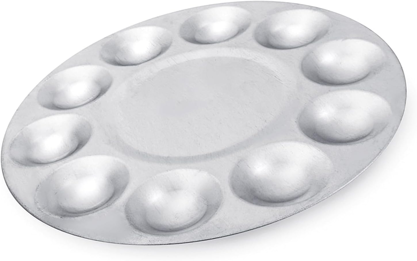 Paint Mixing Palette Tray, 2pcs 18.7cm 10-Well Aluminium Watercolor Mixing Palette Small Round Metal Oil Painting Tray Artist Paint Holder