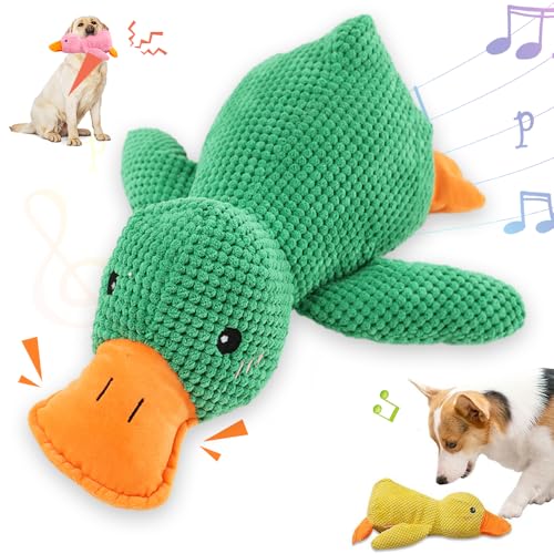 Image of Koujut 2025 Upgraded Dog Toys for Aggressive Chewers, New Duck Dog Toys for Large Dogs, Puppy Toys Indestructible for Large Medium Small Dogs (Green, XL-14.9 * 17.7in)