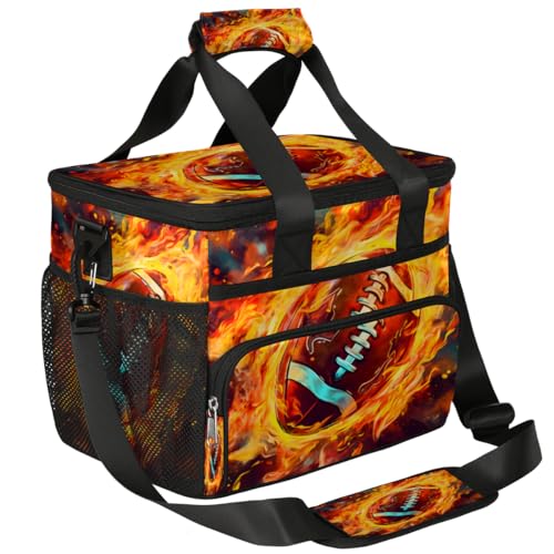 Insulated Picnic Backpack Lunch Box for Women Men Picnic Basket Tote Lunch Bag Picnic Bag Portable Lunch Bags for Picnic, Beach, Work, Trip,Office, Camp Fire American Ball Football