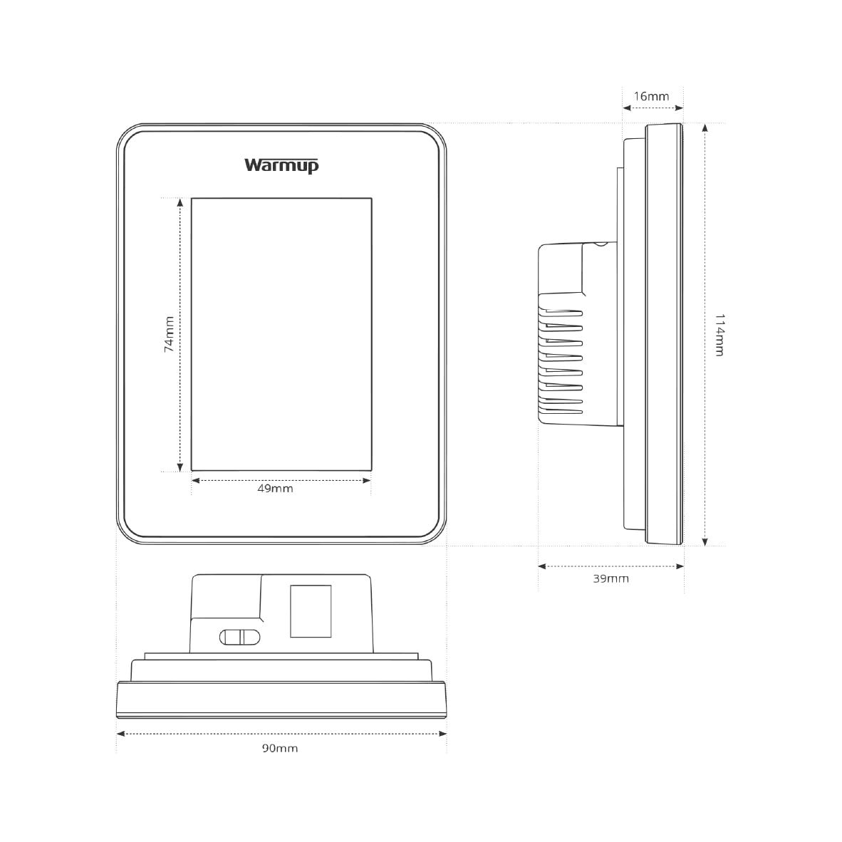 Warmup 7iE Thermostat | WiFi Smart Wired mit Smartcare | Fußboden- & Heizungssteuerung | Einzelzone | Matter Technology | Installation erforderlich | Onyx Schwarz