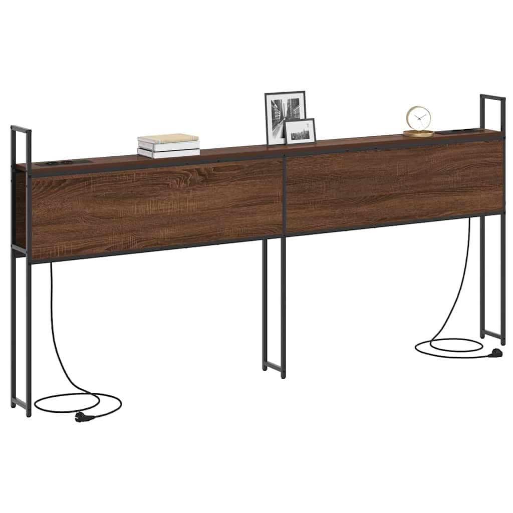 vidaXL Headboard de Rangement avec Station de Charge Chêne Marron, Chambre, Tête de lit Moderne et stylée, Rangement Pratique, Solution sans désordre, Station de Charge Sympa, Meubles urbains