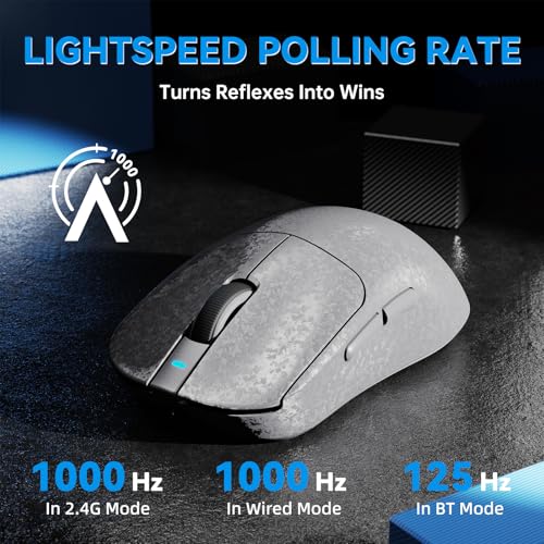 Image of A.JAZZ Ajazz AJ199 Wireless Gaming Mouse Ultra-Lightweight 55g Tri-Mode Connection 24000 DPI PAW3311 Sensor Carbon Fiber Shell 500mAh Battery 1K Polling Rate Durable & Anti-Slip Design White