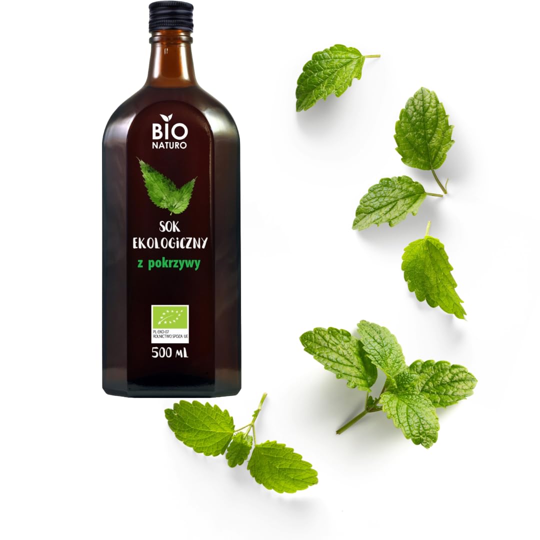 BioNaturo - Sok z Pokrzywy 100% Ekologiczny 500 ml - Naturalny Sok Pokrzywowy - Wspomaga Odporność, Włosy, Skórę i Układ Krążenia