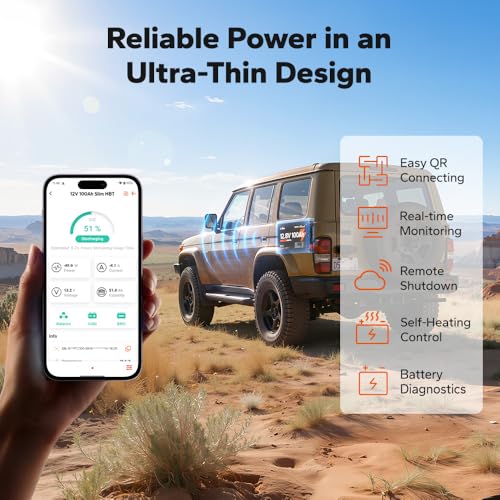 Image of Litime 12V 100Ah Slim Self-Heating LiFePO4 Battery for RV Solar Truck-3Pack
