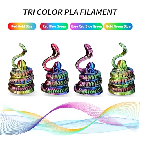 Image of YOUSU 3D Printer Filament Tri Color Silk PLA Filament 1.75mm, 3D Printing Filament Bundle,Multicolor Filament Like Rainbow PLA, 250g X 4 Pack.