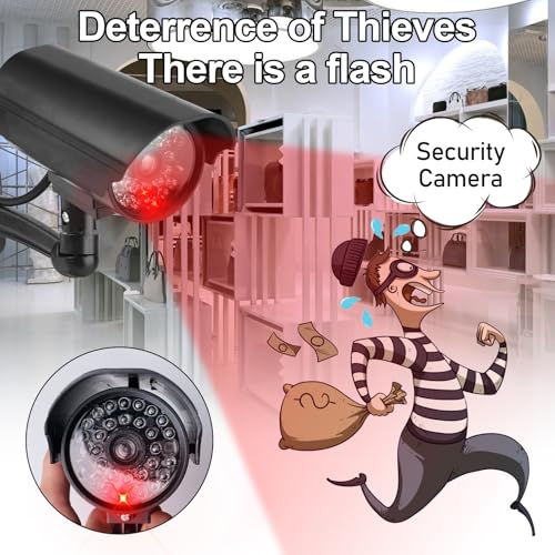 Gaouto 4 Pezzi Telecamera Finta, Telecamera Finta Cctv, Telecamera Di Sorveglianza Finta Con Led Lampeggiante, Telecamera Di Sicurezza Finta, Telecamera Finta Esterna, Telecamera Finta Per Casa - 5