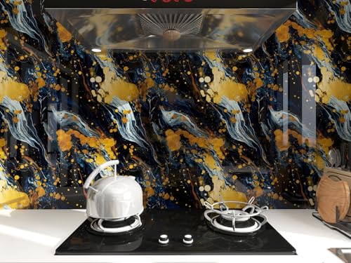 Image of Barebeauty 60 x 200 cm Kitchen Wallpaper, Self Adhesive Oil Proof Waterproof Wall Sticker for Kitchen, Anti-Mold Heat Resistant Backsplash Wall Covering (Pack of 2, 25.84 Sq. Ft. Approx)