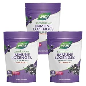 Nature’s Way Sambucus Elderberry Lozenges, 1000 Mg Vitamin C Per Serving, Wild Cherry (3 Pack), 24 Count