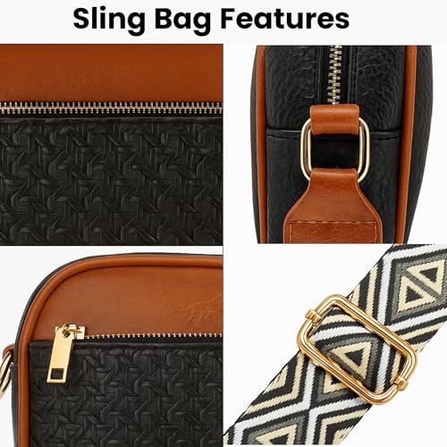 Image of ITALISH Women Leather Crossbody Sling Bag in Geometric Pattern