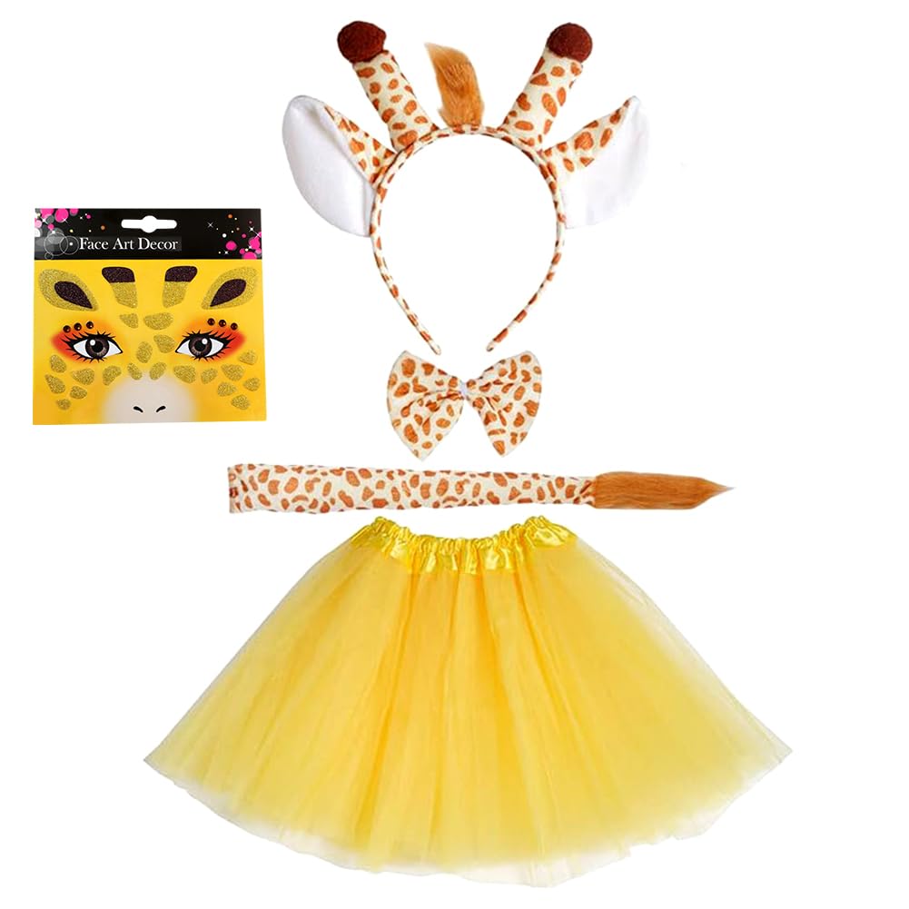 MIFKLMV Animal Fancy Dress for Kid, Kids Giraffe Costume Set, Headband, Bow Tie, Tail, Tutu and Face Stickers, Carnival Animal Costumes for Kids Halloween Dress — image 1