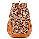 Choco Mocha Leopard Backpack for Teen Girls, Travel School Backpack for Girls Middle School Large Bookbag 18 Inch, Cheetah Brown
