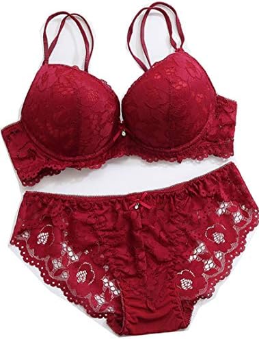 Women's Lace Push Up Underwired Solid Lingerie Set