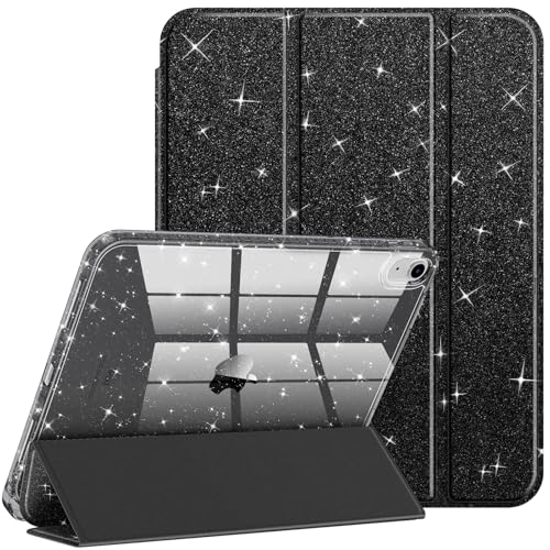 Fintie Slim Case for iPad (A16) 11th Generation 11 Inch (2025) iPad 10th Generation 10.9 Inch (2022) - Glittering Sparkly Shockproof Cover with Shiny Clear Back Shell & Pencil Holder Black