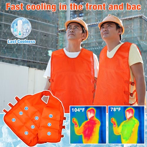 Hicarer 6 coletes refrescantes com 72 bolsas térmicas, colete de verão para alívio de calor para cli