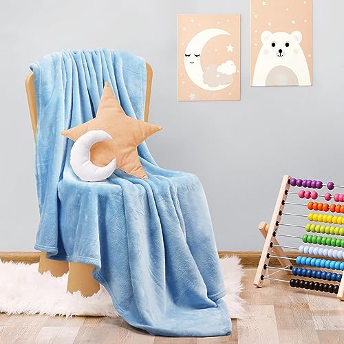 Utopia Bedding Fleece Blanket Kids Size Washed Blue 300Gsm Luxury Blanket cover