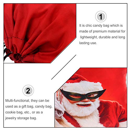 ABOOFAN 2 Pcs Saco de Doces Com CordÃ£o de Natal Com ImpressÃ£o de PoliÃ©ster Mochila Com CordÃ£o pa
