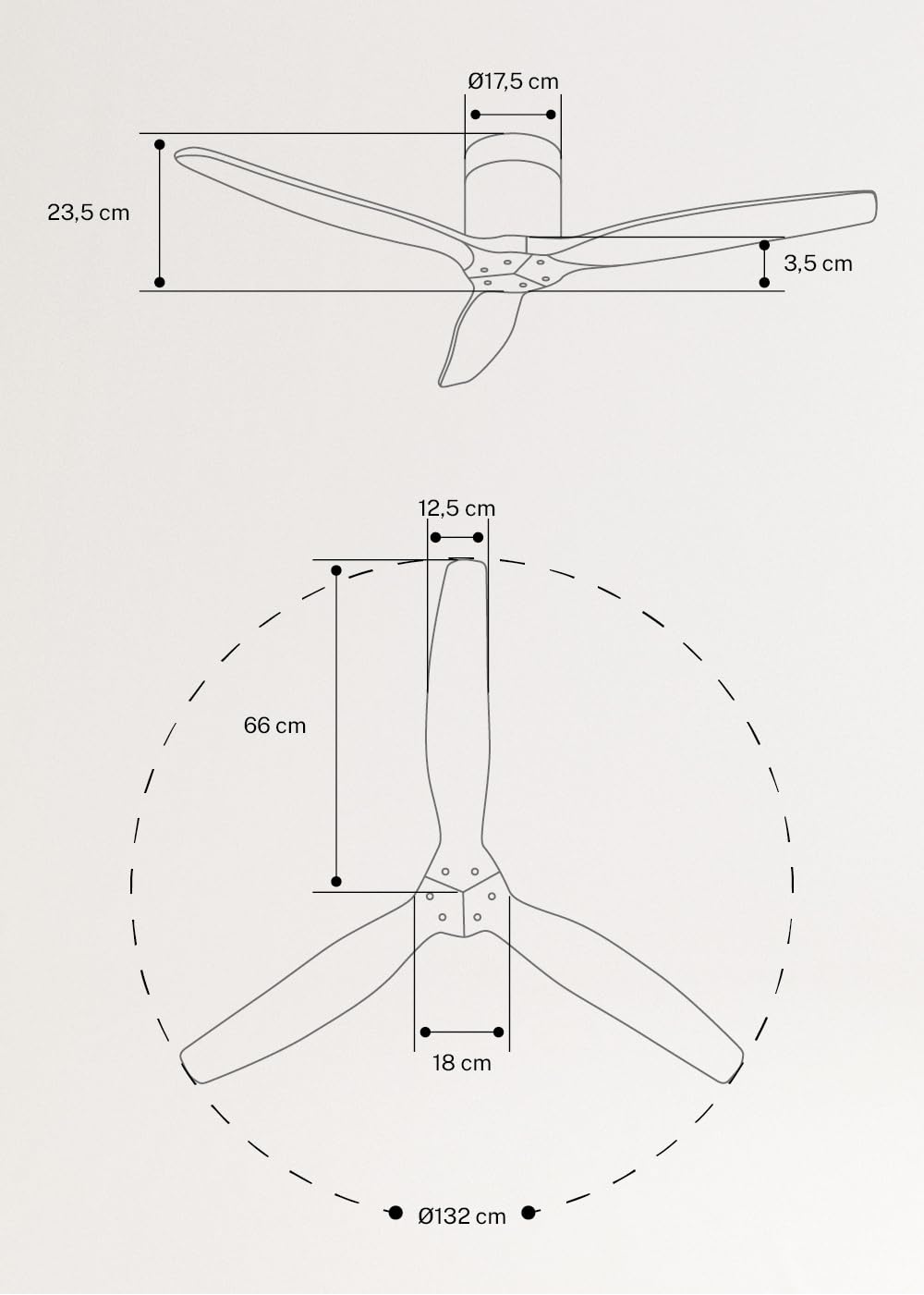 CREATE/WINDCALM/Ventilador de techo ABS negro aspas efecto madera oscura y mando / 40W, Silencioso, Ø132 cm, 6 velocidades, temporizador, función verano-invierno