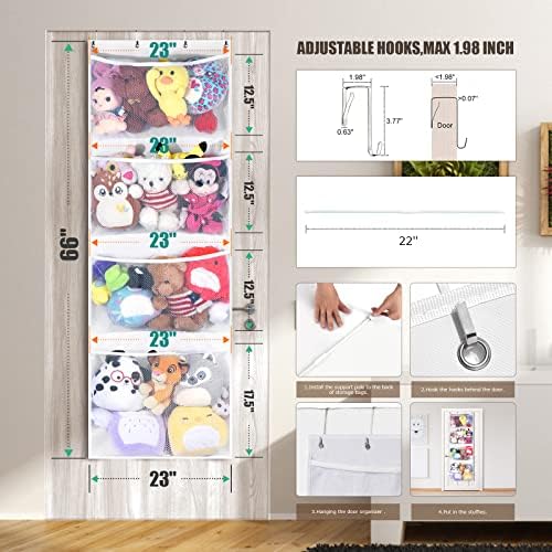Over Door Storage Teddy Hammock Toy Storage Net Soft Toy Hammock For Stuffed Animals Door Hanging Storage Organiser Stuffed Animal Storage Over The Door Organiser For Bedroom Bathroom Nursery Kid Room