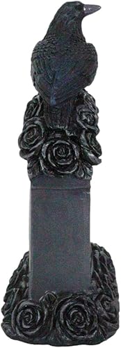Miniatura 4 de Ebros Gift Cuervo gótico cuervo posado en rosas negras cementerio lápida lápida pájaro carroñero 'Tomb Sweet Tomb' 6.5 pulgadas H Osario Macabra