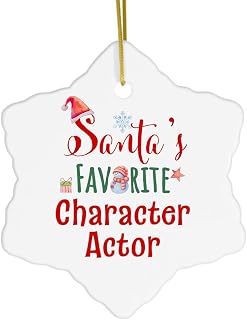 Santa's Favorite Character Actor Snowflake Ornament for Employee Boss Office Coworker Acting Specialist, Merry Xmas New Year 2024 2025 2026, Ceramic Tree