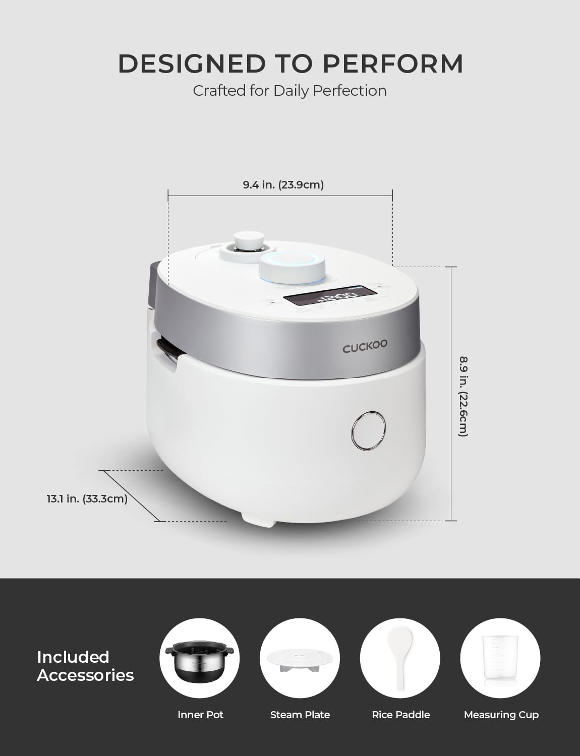 CUCKOO CRP-MHTR0309F 3-Cup (Uncooked) / 6-Cup (Cooked) Induction Heating Twin Pressure Rice Cooker & Warmer with Nonstick Inner Pot, 15 Menu Modes, 3 Voice Guide, Auto Clean (White)