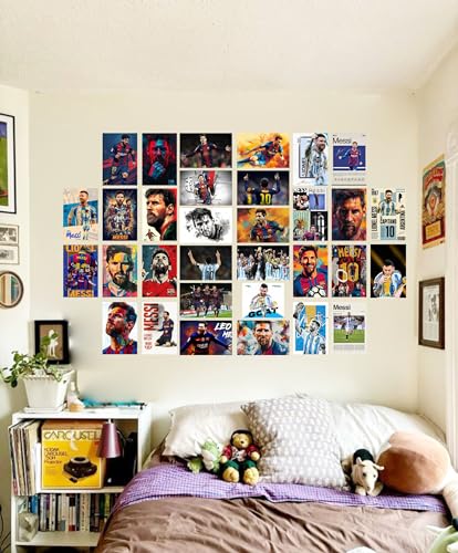 Image of DivineDesigns 33 pcs. Messi Wall Collage Kit Posters | Posters for Wall Decoration | Wall Art for Bedroom, Office, Living Room, (6 inch X 4 inch) Set of 33 Messi Prints