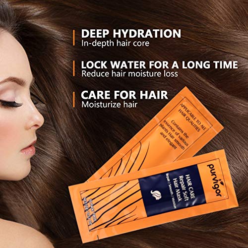Purvigor Magic Hair Mask Treatment-Moisturizing Conditioner Repairs and Luxury Hair Care for Dry Damaged, Color Treated, Curly and Straight Hair 10 Pack