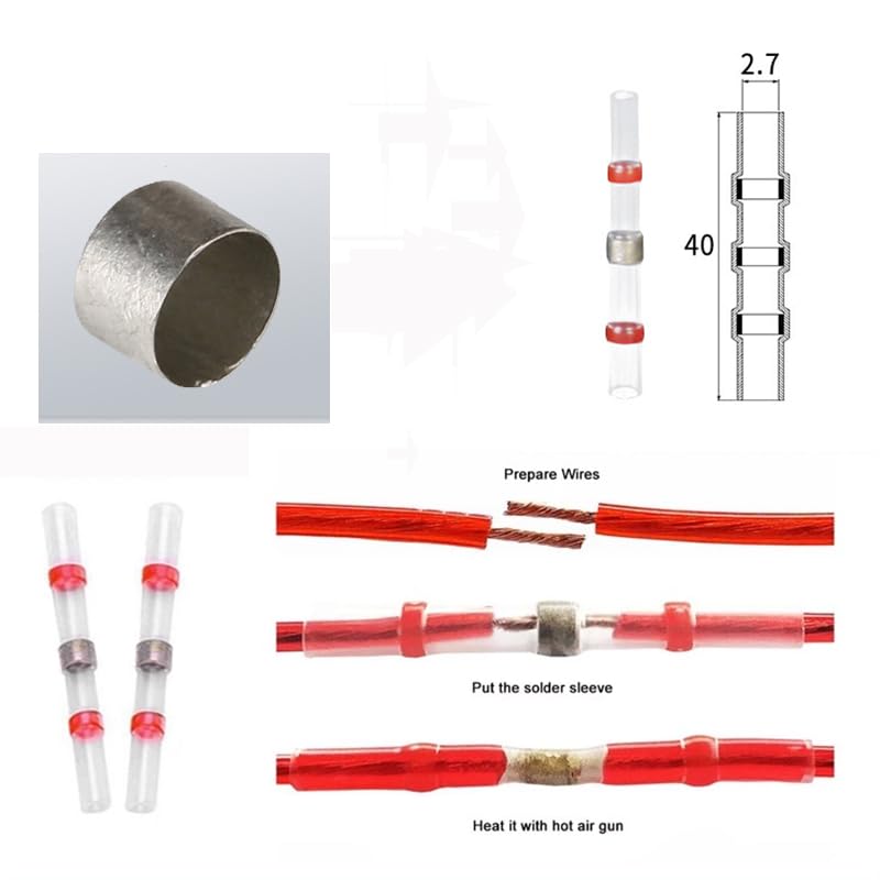 50 100PCS 200PCS 22-18 AWG SST Series Waterproof Heat Shrink Solder Sleeve Seal Butt Terminal Connector - (Color: Red, Pins: 200pcs)