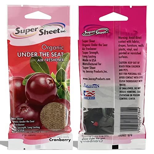 Image of Super Sheet, Organic Under the Seat Car Air Freshener, Long Lasting Fragrance, Cranberry Scent